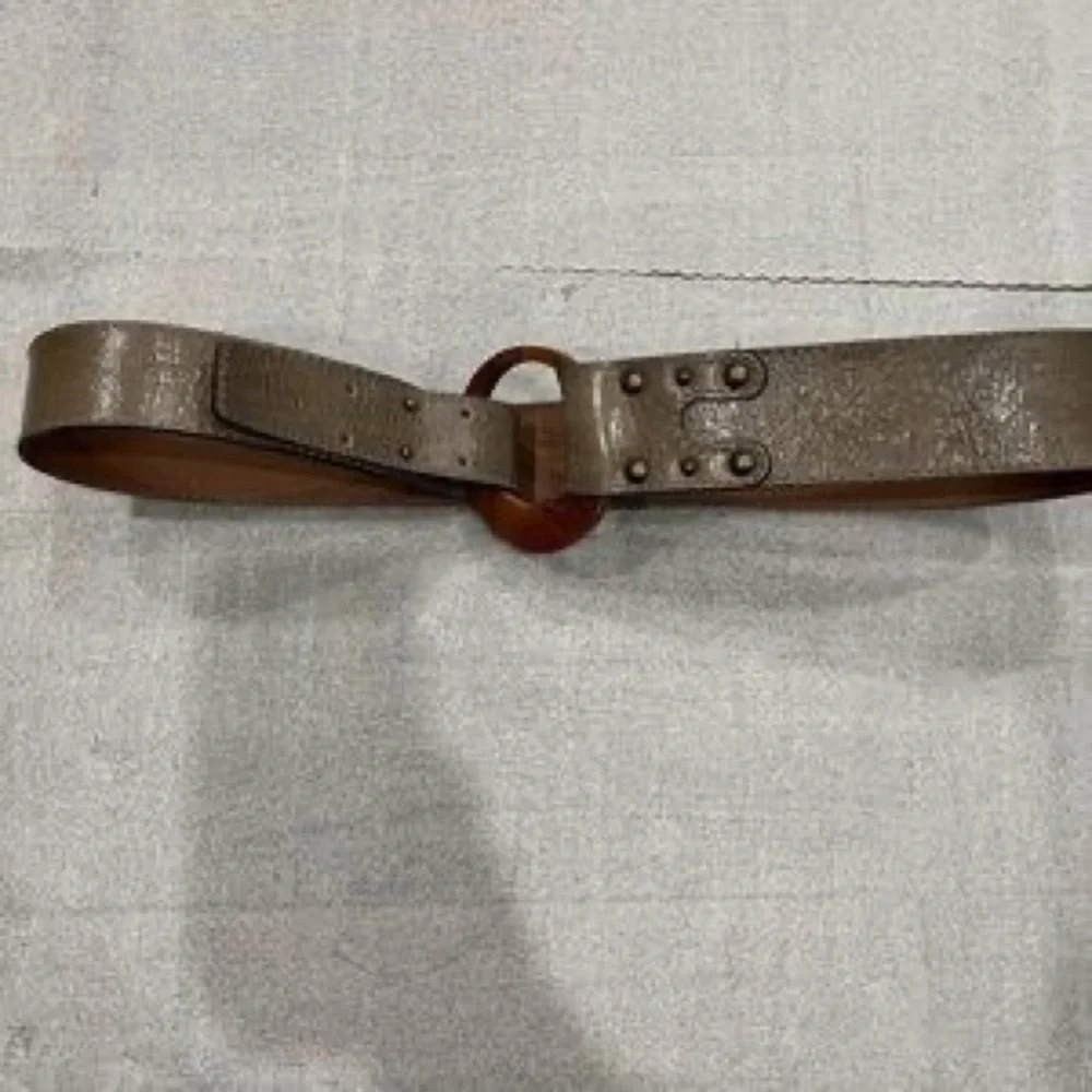Brown Leather Ring-Detail Men's Belt